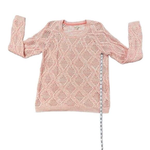 Sonoma Goods For Life Pink Marled Cable Knit Damask Pattern Sweater Size Large - Picture 10 of 12